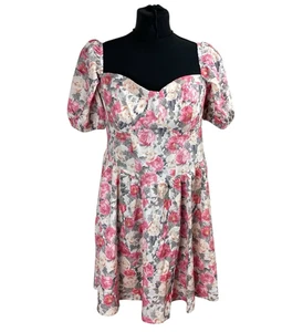 Shein Curve Floral Aline Mini Dress Women’s UK Size 0XL (14) Short Sleeve Pink - Bild 1 von 9