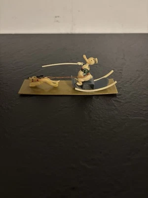 RARE !!! PLUTO PULLING DONALD DUCK IN SLEIGH CELLULOID NOVELTY. Disney 1930’s - Image 1 of 4