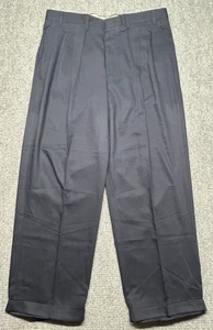 Vintage Yale Trouser Collection Pants Mens 38X30 Navy Dallas Pleated Wool Blend - Picture 1 of 14