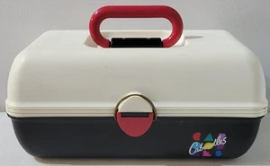 Vintage 90s Caboodle Make-up Organizer Black White Pink With Mirror - Picture 1 of 7