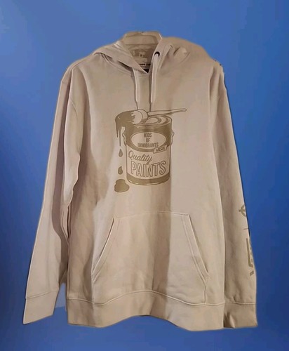 OFF WHITE FELPA CON CAPPUCCIO leggera KIDS OF IMMIGRATS VANS bianco sporco taglia adulto med NUOVA CON