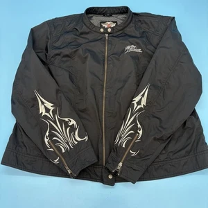 Harley Davidson Womens Moto Nylon Cropped Embroidered Flames Riding Jacket 3X - Picture 1 of 14