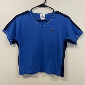 Camiseta deportiva vintage Hanes cuello en V azul negra unisex talla pequeña - Imagen 1 de 7