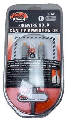 Geek Squad Firewire Gold Cable IEEE 1394 6 Pin to 4 Pin - 6 ft. GS-6FW64 - Image 1 of 4