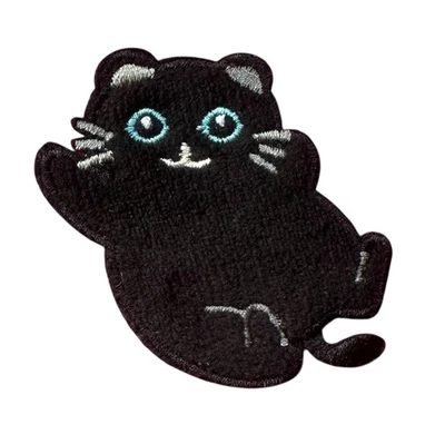 Self-adhesive iron on patch Cartoon Black Cat 2+1/2 x 1+3/4 inch - Image 1 of 2