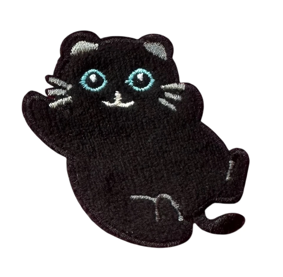 Self-adhesive iron on patch Cartoon Black Cat 2+1/2 x 1+3/4 inch - Image 1 of 2