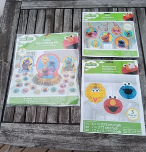 3 Packs Sesame Street Birthday Decorations Elmo Cookie Monster Big Bird New - Picture 1 of 11