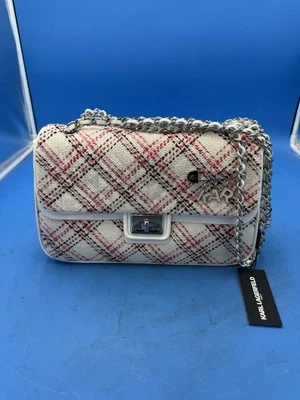 RARE Karl Lagerfeld Agyness Shoulder Bag NWT 12”W x 8”H x 4”D approx PINK WHITE - Image 1 of 4