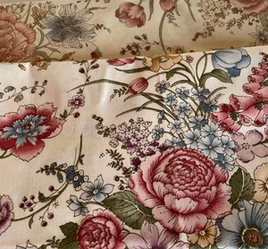 2 Pc Vintage Joan Kessler for Concord Floral Cotton / Polished Fabric 3.5 Yards - Picture 1 of 4