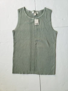 Petite Sophisticate Cotton Blend Sleeveless Knit Green Tank Top Size M NWT - Picture 1 of 8