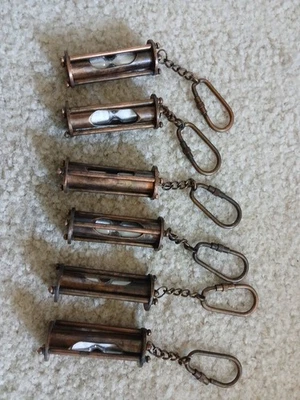 Lote de 6 relojes de arena vintage con llavero de cobre pesado Foto 1 de 3
