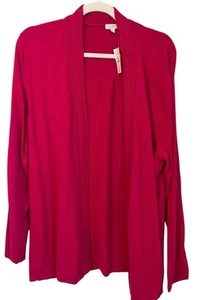 Talbots Women's Size 3X Open Front Cotton Blend Cardigan Dark Pink - Picture 1 of 5