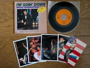 BRUCE SPRINGSTEEN I'm Goin' Down 1985 Japan 7" w/ 5 Postcard 10SP 914 - Picture 1 of 7