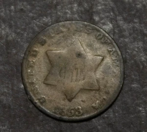1853 Three Cent Silver Lot 2463 - Picture 1 of 2