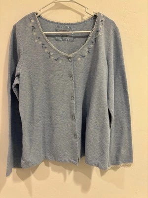 CONJUNTO DE PIJAMAS CROFT&BARROW suaves para mujer azul manga larga abotonada talla XL Foto 1 de 4