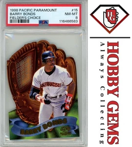 BARRY BONDS PSA 8 1998 Pacific Paramount Fielder's Choice Die-Cut #15 C1 - Picture 1 of 2