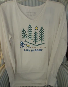 NWT! LIFE IS GOOD WMS L/S CRUSHER-LITE V-TEE..."HIKING THROUGH THE WOODS". (XL) - Picture 1 of 3