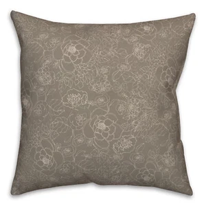 Creative Products Brown Line Floral 18 x 18 Spun Poly Pillow - Picture 1 of 3