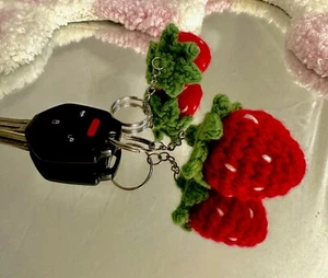 Cute keychains, Crochet Key Chain Strawberry Decorative Handmade. - Picture 1 of 3