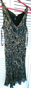 Vestido Alfani para mujer 16 negro/verde con volantes sin mangas elegante cuello en V - Imagen 1 de 4