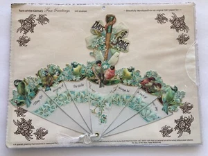 Old Print Factory, Days of Song, 1901 Reproduction Fan Greeting and Envelope - Picture 1 of 12