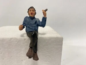 Just Plain Folk G Scale Train Figure Man Sitting Smoking w/ Blue Shirt NEW - Picture 1 of 3