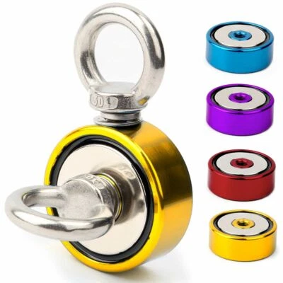 500lbs Round Double Sided Super Strong Neodymium Fishing Magnet Pulling Force US