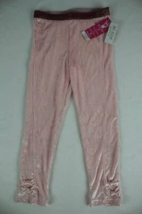 NEW Girls Velour Leggings Size 7 Pink Soft Pull On Stretch Pants Bows Bottoms - Picture 1 of 3