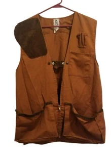 Bob Allen Sportswear Brown Shooting Vest Large With Suede Accents & Pocket - Picture 1 of 12