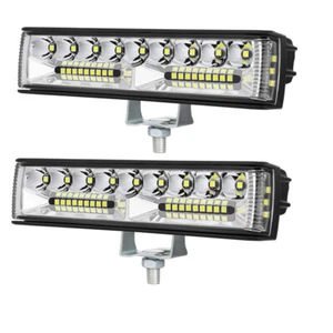 2Pcs 6" Inch LED Light Bar Dual Row Spot Flood Offroad Truck Bumper Driving Lamp - Picture 1 of 12