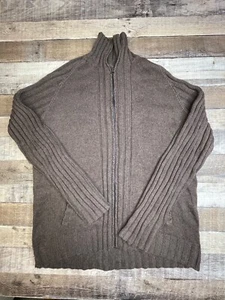Gap Cardigan XL Chunky Cotton Wool Fisherman Mens Full Zip Casual Brown - Picture 1 of 8