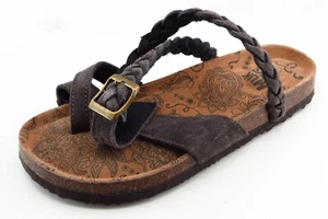 Muk Luks Size 7 M Brown Ankle Strap Leather Women Sandal Shoes - Picture 1 of 7