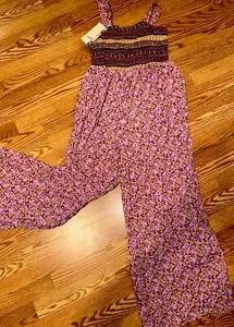 Womens Size L Romper Overalls Jumpsuits One Piece Sleeveless Tank Floral Pink - Picture 1 of 4