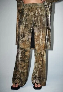 ZARA Tie Dye Crushed Velvet Brown Pants Trousers Women's Size Medium NWT - Picture 1 of 4
