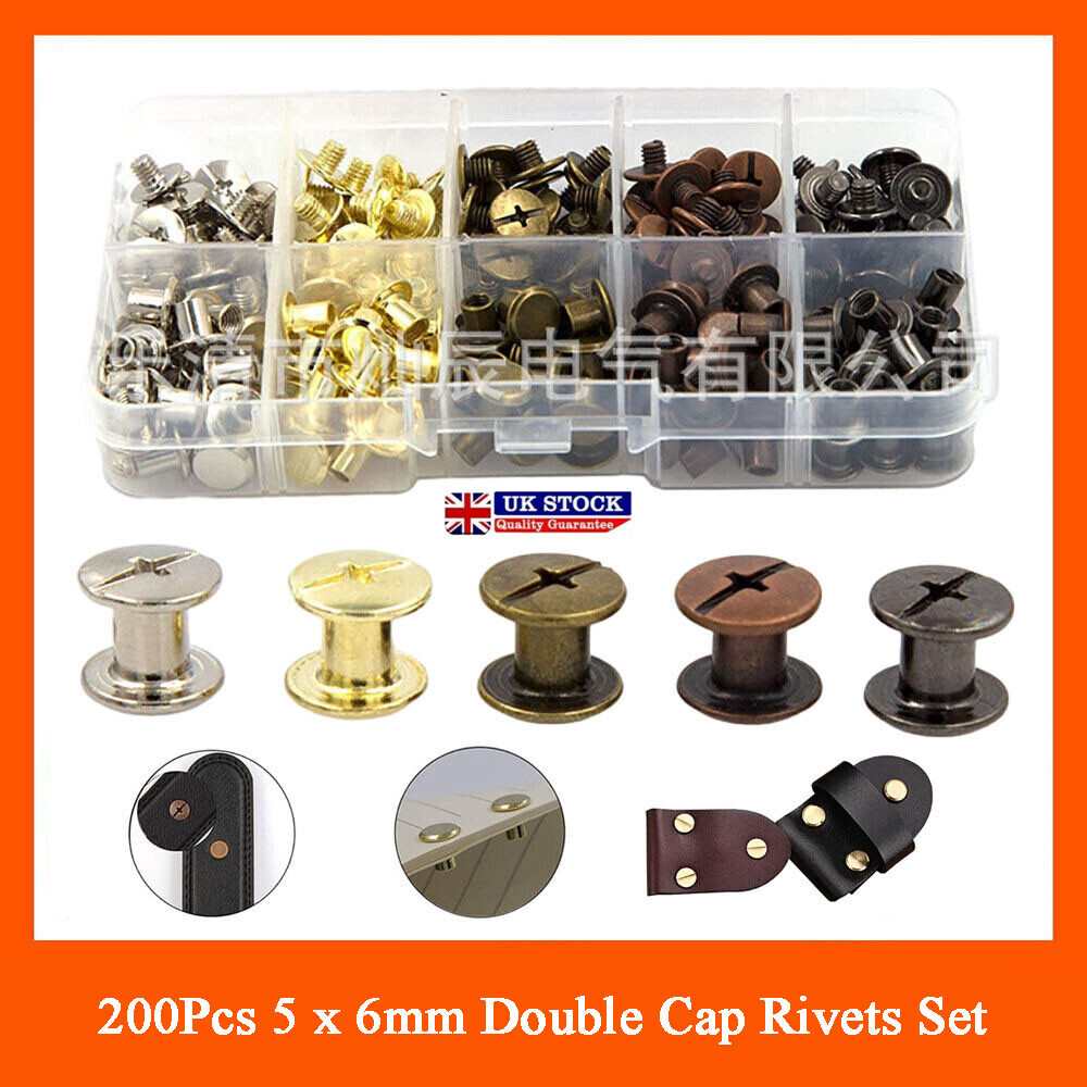 PP LEI 10set Flat Head Brass Solid Stud Screw Nail Rivets Leather Craft - Foto 3
