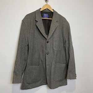 Vintage PENDLETON Men's Virgin Wool Herringbone Tweed Blazer Jacket Gray XL