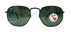 Gafas de sol planas negras hexagonales Ray Ban 3548 002/58 lentes verdes polarizadas 54 mm - Imagen 1 de 7