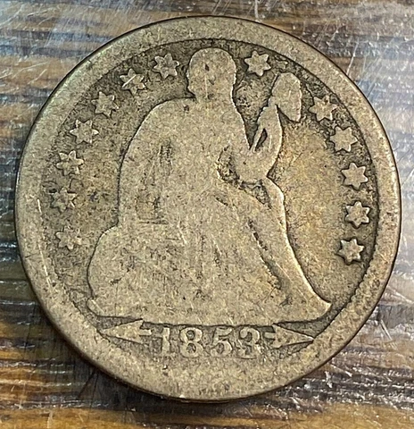 1853 Arrows Seated Liberty Dime Nice Original VG CHN Cover