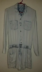 Splendid sz S One Piece Romper Shorts acid washed blue raw edge shorts 3069 - Picture 1 of 7