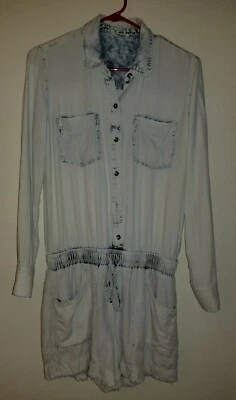 Espléndido pantalón corto de una pieza talla S lavado ácido azul borde crudo 3069 Foto 1 de 4