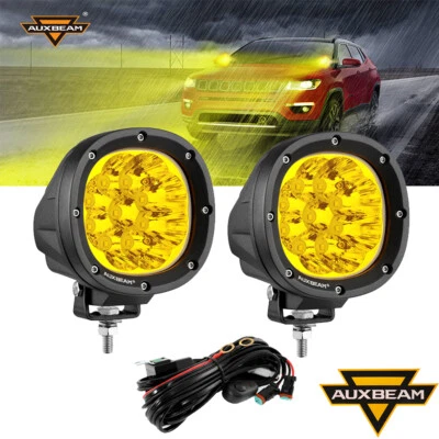 AUXBEAM 4" Inch LED Yellow Fog Lights Amber Driving Lamp Spot Pods For Toyota Foto 1 de 4