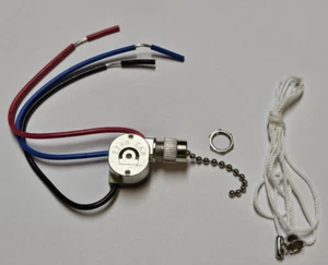Interruptor de luz de ventilador de cadena de tracción de toldo de 3 vías con carcasa metálica de 3 cables 52NG - Imagen 1 de 7