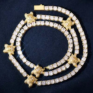 4mm Gengar Stationed Tennis Chain – 18K Gold Plated, Tarnish-Resistant, Unique - Picture 1 of 8