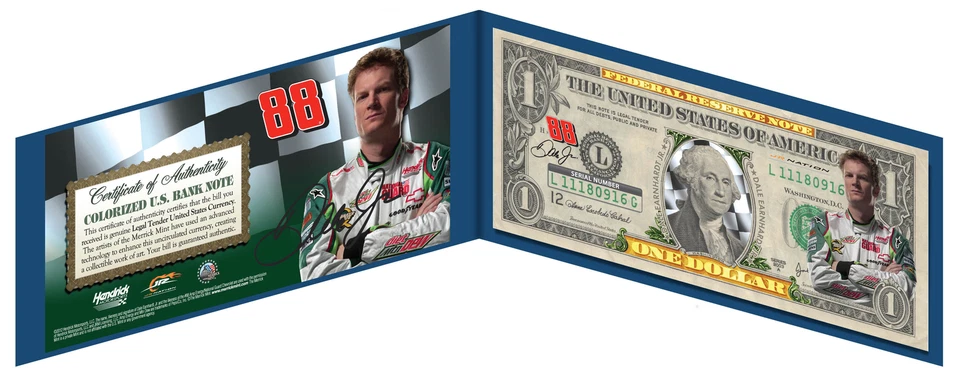 DALE EARNHARDT JR #88 NASCAR Genuine Legal Tender US $1 Bill *Licensed* - Image 1 of 1