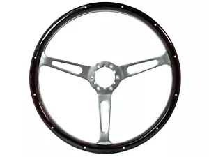 Steering Wheel 1963-1982 Corvette Rivetted Espresso Wood Aluminum Split Spoke - Bild 1 von 8
