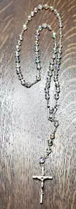 Glass? Faceted Aurora Borealis Beads Rosary Catholic Religion Gift Vintage - Picture 1 of 6