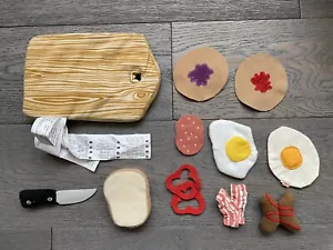 RARE IKEA DUKTIG Used 11-Piece Soft Toy Meat Pepper Egg and Pancake Set - Picture 1 of 3