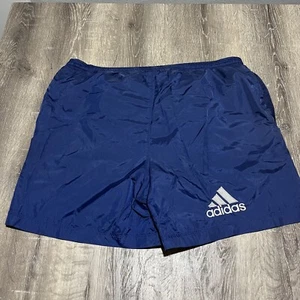 VTG 90s Y2k Adidas Navy Blue Logo Mesh Lined Summer 36/38W Shorts Trunks XL - Picture 1 of 6