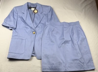 Conjunto de traje falda blazer vintage Louis Feraud talla 10 nuevo con etiquetas forrado de periwinkle Foto 1 de 4