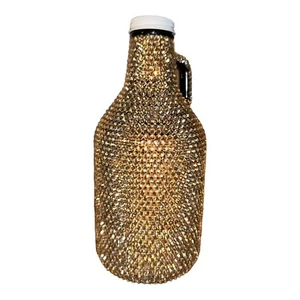 Rhinestoned Bedazzled Beer Growler 32 Ounces Handmade One Of A Kind - Picture 1 of 7